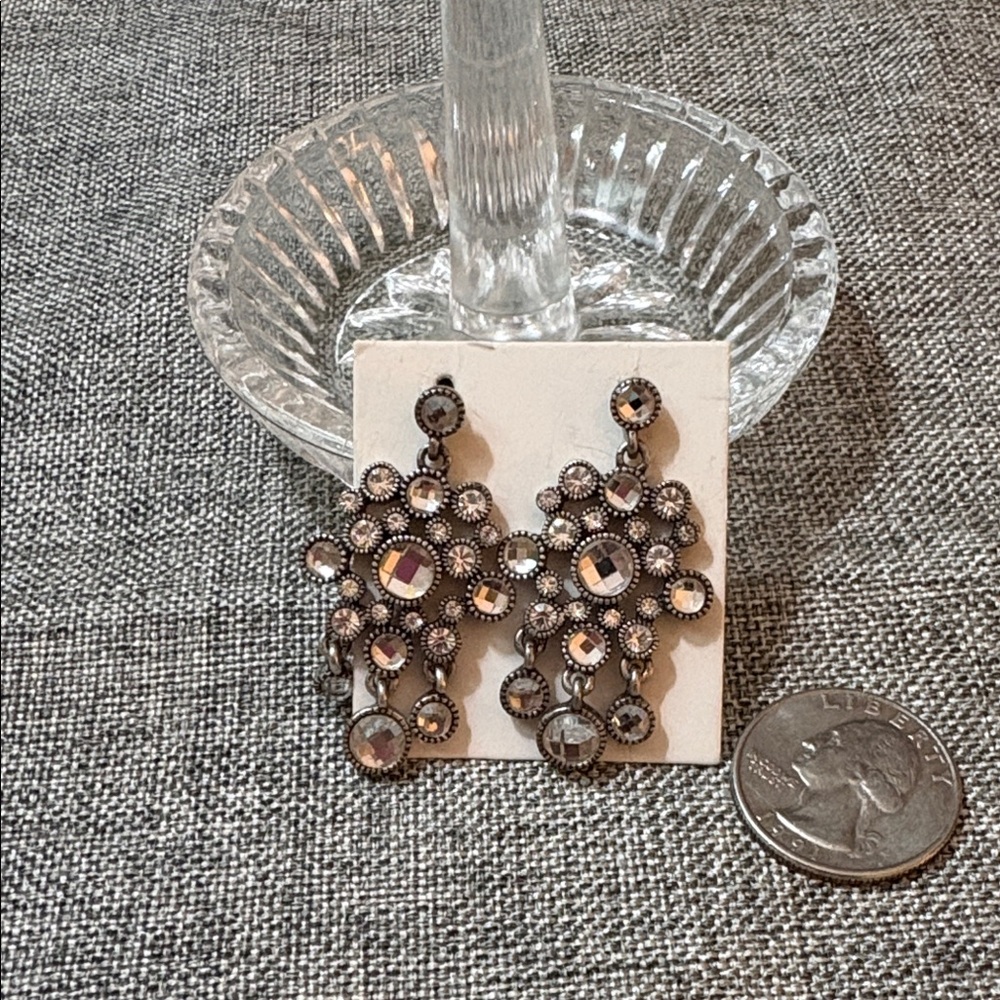 Silver and Clear Crystal Dangle Earrings
